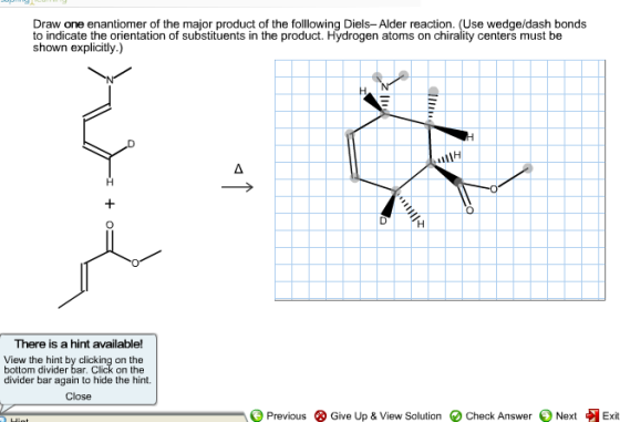 Draw one enantiomer of the major product of the fo