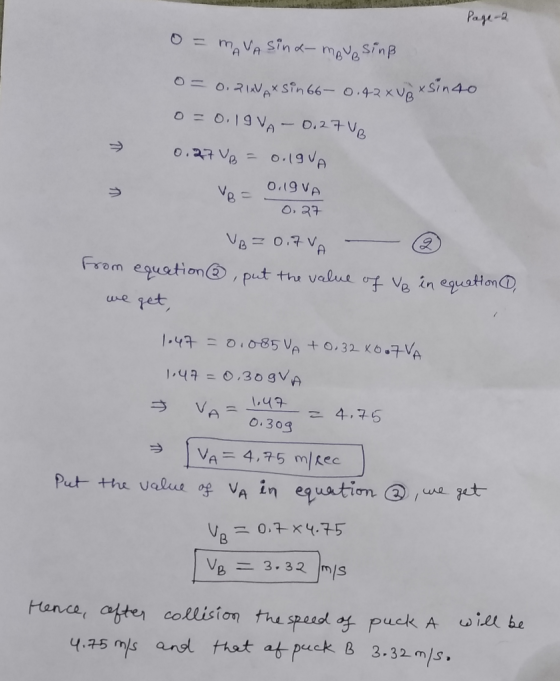 Page 2 o=MAVA sind-mave sinß O= 0.21NAX sin 66 0.42 x Upx sin4o 0 = 0.19 VA - 0.27 Ve 0.27Up = 0.19 VA = 0ugu 0.27 VB = 0.7 V