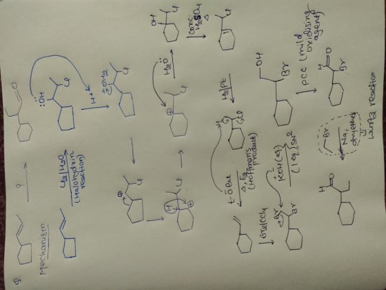 9 Mechanism :OH 4/H2O (Halohydrin reaction) H+ jong OH du + Conc Haso t-o Bu Helpt GU 04 Į Brolcely ROH (ar) Clerisme Br pce