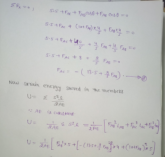 & Fx=0 5.5TFACT FAD CASO + FAB COSO=0 + (lot 5.5+FAC FAB) XU / + FABIU 5.5+ Factyo + 4 FAB + 4 FAB 5.5+ FAC + 8 + & FAB FACE