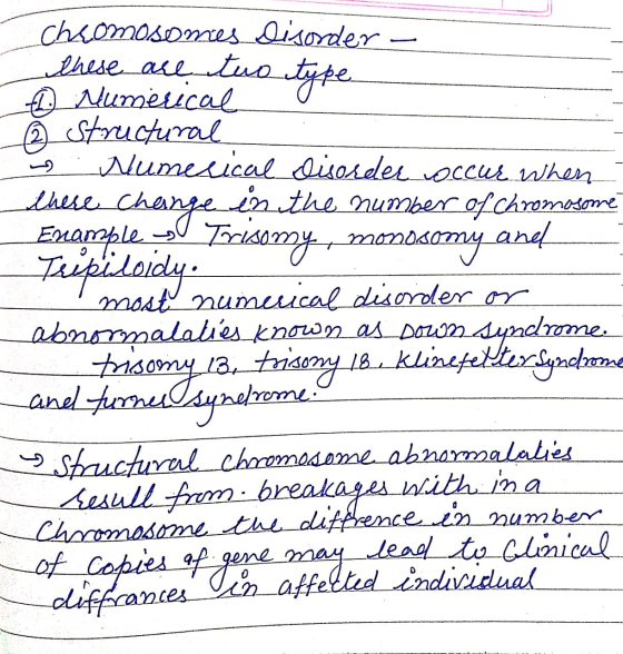 noda chromosomes Disorder - these are two type Do Numerical ou 2 Structural w Numerical lisoseles occur when these change in