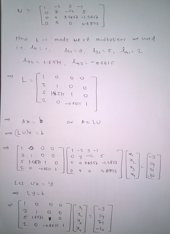 -2 3 - 1 7 - 12 5 9.2857 -1.2857 O 4-923 Lio Now it. luas made up of multipliers we used le=3 l3 =5, leia 2 da2 = 1.854 laze-