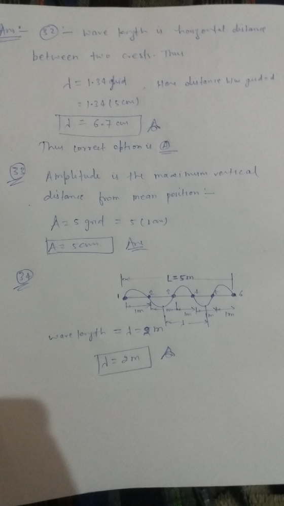 Ani - 2 – ware kergth is hongortal dilance between two crests. Thus d = 1.34 ghid Here distance blue guided = 1034 (5com) To