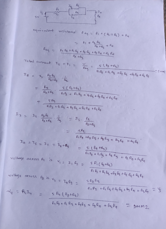 equivalent resistance Reg = R + (R 11 P) +Ra Reg = R Rg tR, Roz & Pa Roz + Ro Rat Rg Ria RetRoz Total current Is - I = = S(Ry