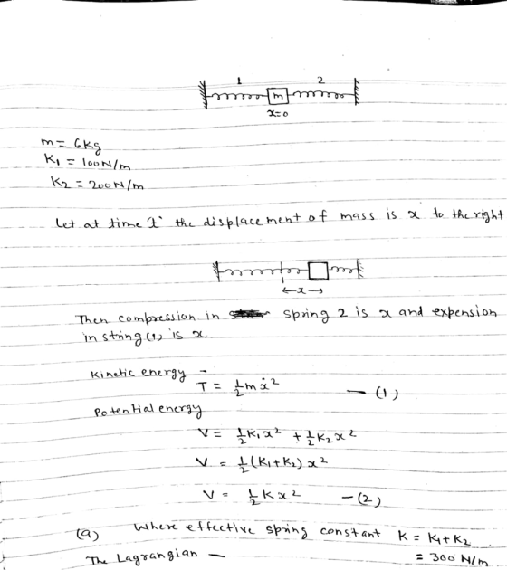 ←スープ spring 2 is andexpension Then com Kinehic ener^y PotenHal energ hen effective spins constant k-k,rKz Q) Lah9ian