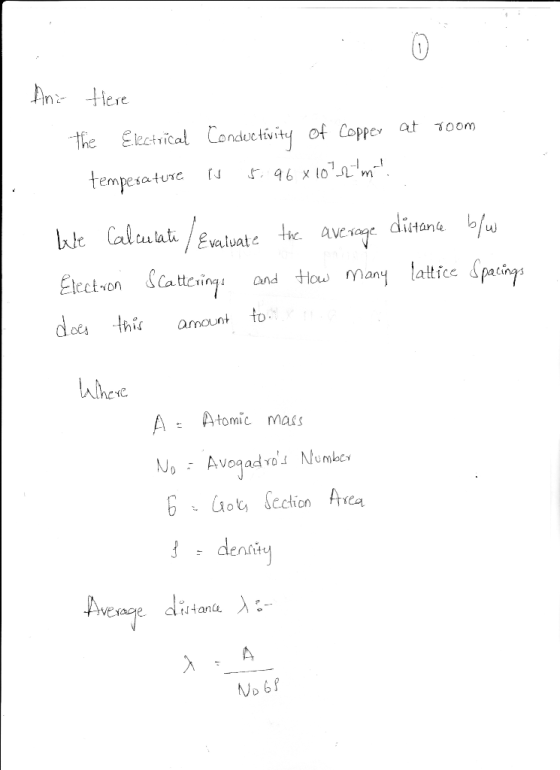 0 Electrical Conduc tivity of Copper at oom the aluate Electvon SCatngnd twmny latice paiz Atomic mass Uot Section Area 3 der