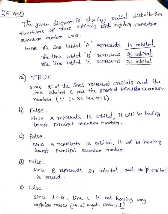 25 ANS) The given diagram is showing radial distribution functions of of three three on orbitals with angular momentum Quantu