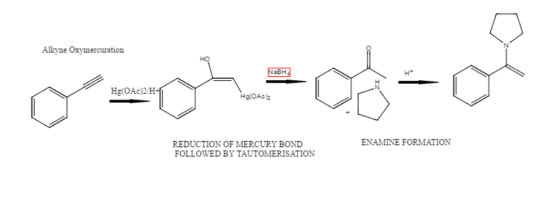 Allkyne Oxymercuration NoBH Ht Hg(OAc)2/H Hg(OAc)2 ENAMINE FORMATION REDUCTION OF MERCURY BOND FOLLOWED BY TAUTOMERISATION