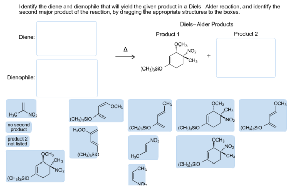 Identify the diene and dienophile that will yield