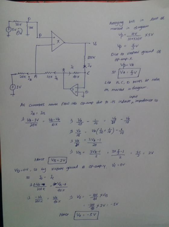 20 K 6) lox 3 Dur to vinho, gran, at por op- amp-X le VA ナー inpuf As curets neven floo irto opanp due to its inteimpederce so