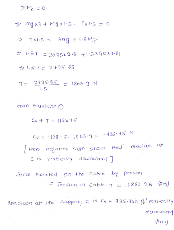 コ 1.BT = 3x15x g.8| +l-Sx4oxg.81 T= 21358s= 1.5 863-9 N forom equation C T 128 IS Суこ112815-1863-9-_73S.75 N Heve negative s