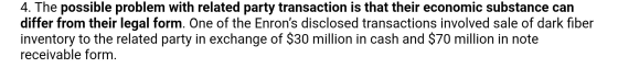 4. The possible problem with related party transaction is that their economic substance can differ from their legal form. One