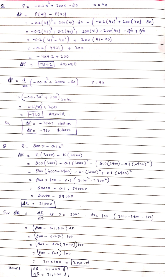 3 X= 40 11 11 3 0.22 P(41) - P(40) -0.2(41)*+ 200 (41) -30 2:0 (41) -80 - ( -0.2 (40)*+ 200 (40)-80) 0.2 (41)+ 0.2(40) + 200(
