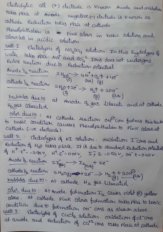128 Caa) (g) Electedytic all +) desteode is known Anode and oxidation takes place at Anode Negative - electrode is knoron as