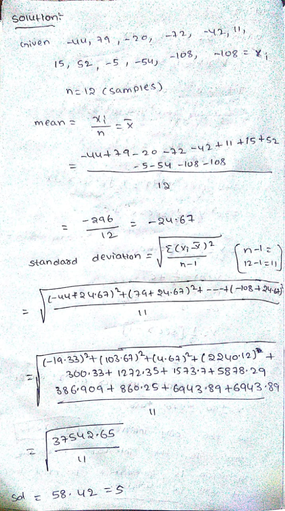Sou ton -108,- ,-1 og 2. 15, Sa,,-5 , -54) Csampies) mean 12 IE(yì-y ) 2 Stan daad deviato n- 12-Vz11 C-1a 360 , 32+ 1232-35+ IS23.みS878,29 386 866 2s 8+643 89 t1