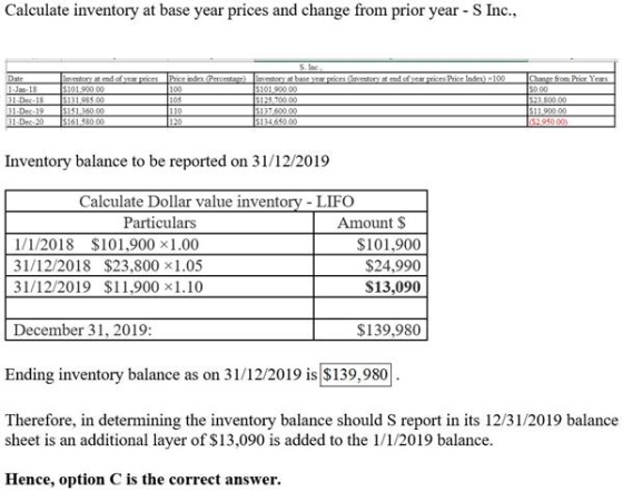 Calculate inventory at base year prices and change from prior year-S Inc., Price index (Pro ) M e mory end far prices Price I
