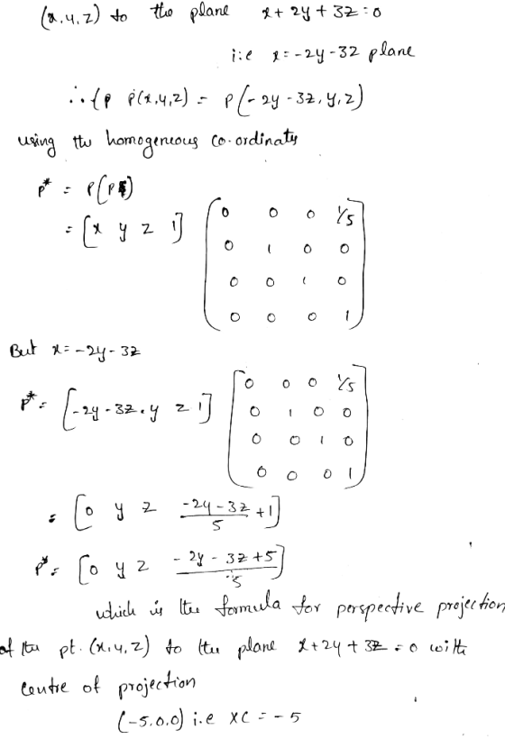 (0.4.2) to the plane X+ 24 + 32 : 0 le 1=-24-32 plane sfp PC4.4.2) - P [24 - 32,4.2) using the homogeneous Co-ordinaty o ovo