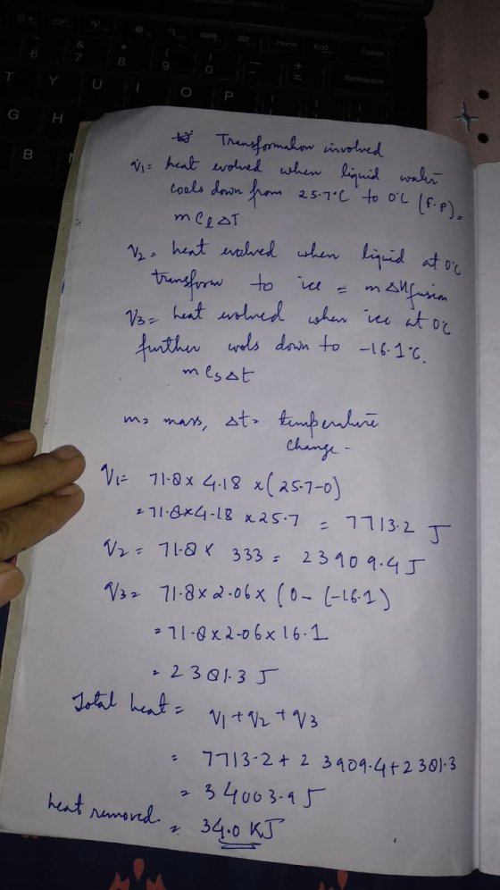 Τ Υ υ Ι Ο Ρ Ο i Transformahon involved vi heat evolved when liquid waler cools down from 25.7°C to oc (f.p). meeot heat wolve