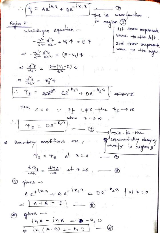 - Al & Be A elka Beikia Region I Schrödinges equation This is ware function sregion 5 и 1) ist terom dt & N r = EX represents