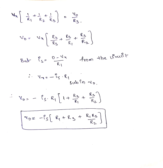 that intes) But es= 0. No from the circuit RA i Vaanis. Risubio non V - Noen is. Ri [1+ Riget *O* -is[ Ritry + 7