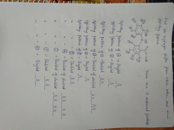 find all hydrogen differ from each other and their splitting pattern. CH2 CH HO O-H® There are 11 different protons. H oH S H