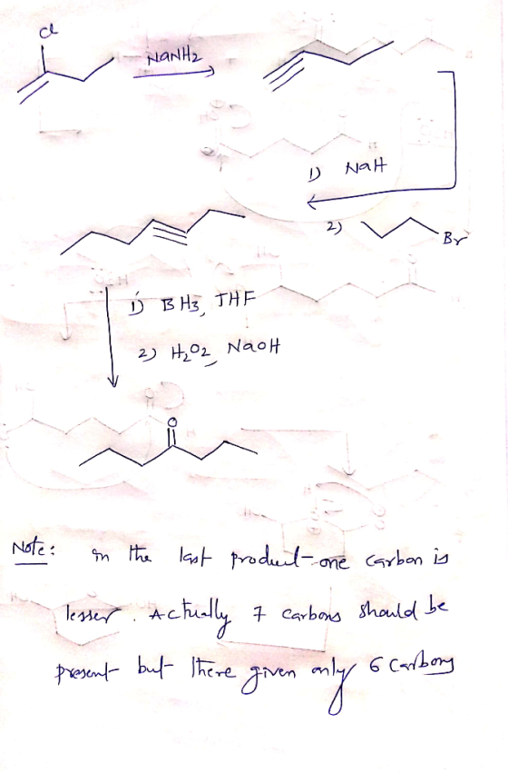 NONH2 D Hall By B H3, THE 2) H₂O2 Nach Note: in the last product one carbon is lesser. Actually + carbons should be present b