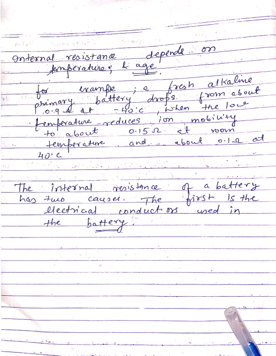 on & ia fresh alkaline Internal resistance depende temperature , for example primary battery drops fron .0.9 a at Iloc when t