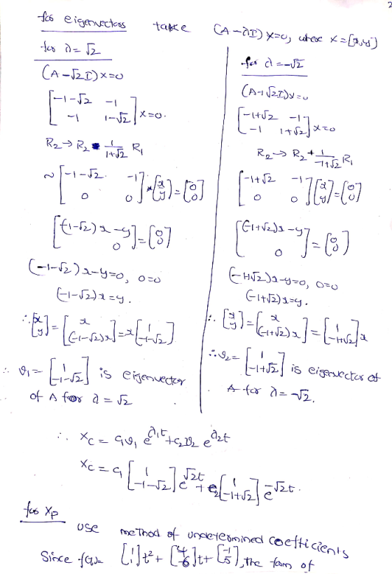 foo eigenvectors take two d= 52 (A -J22)x=0 H-82 (A-AI) y=0, where x=[2.4) for --SZ (A-S27DY=0 [H2 -17 - 14 20 . Rg~ R2 + 14