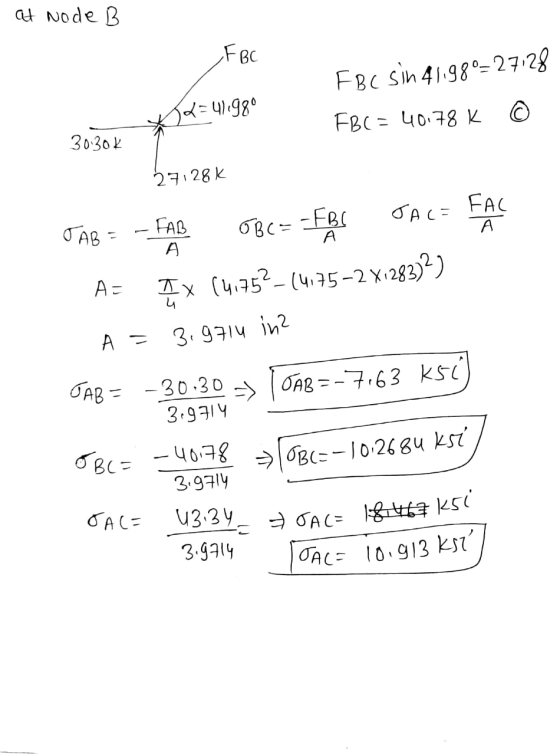 at node B FBc FBC sin 41989=27128 FBC = 40.78 K © * 2=4)1980 3030k 1 27128k Дар - - FAG O&t= = Fe бас- FAc Az Ix (4,752-(4.75