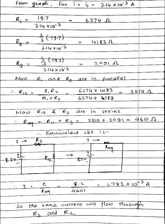 From grap For is 3-14 x lo-3 A Ry = 19-7 6 274 2 314 x10-3 4183 2 हुताकनो 203 3.14 x10-3 are in paraflel and Re Noo 6274 x 48