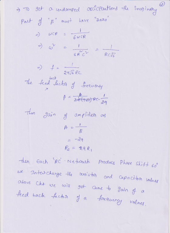 the imaginar To get a undamped Osalleations Part of B must have zero -) Wer = GWER 76 Radio - f = RC The feed factor of f