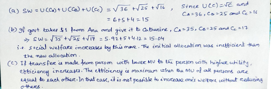 (a) sw = UCCA) + UCC) +U(CO) - V36 +125 +vit , Since UCC)=vc and CA=36, CB=25 and Ce=16 = 6 +5+4=15 (6 of govt. takes $1 from