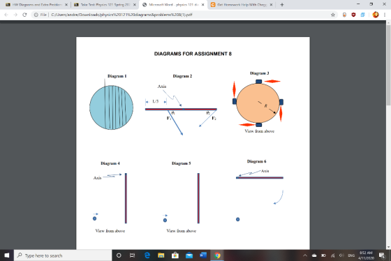 HW Diagrams and Extra Problem x Take Test: Physics 121 Spring 202 X 3 Microsoft Word - physics 121 dia x C Gat Homework Help