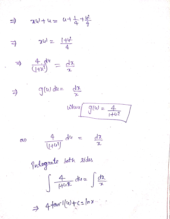 ultue 여성쪽 크 aula 1462 4 T. da 4, du (J+x) - dx glas du= N 0 where werel gou 4 (+12 du da 5 9 both sides integrate 4 duz da }
