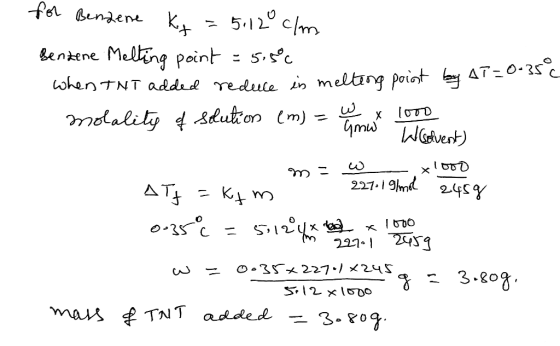 fer Bendene K 5.120 cm &entene Meling point whenTNT addud redute in melting poiot AT0-25C malily sduton m) X WGtvest) 227.19m