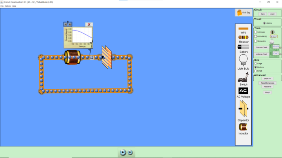 1600 - Circuit Construction Kit (AC+DC), Virtual Lab (3.20) File Options Help Circuit Grab Bag Save Load Visual 10 O Lifelike
