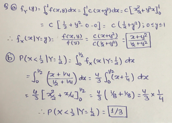 9 @ fy. (8)= [f(x,y) dx = c<z«f) dx = c [3+9823) -c [ 5+ y2-0-0)c(+42; o sys! -: fx(xY:y): f(x4) f(x, ). Cixte?) xty² f(y) с