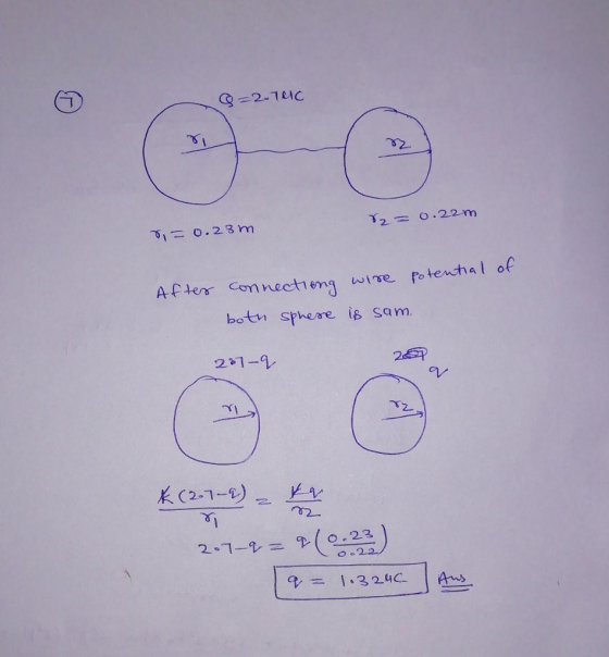 232 Afters onnectreng wire potenhal of botn sphere, İB Sam. 21 2sp K (2-1-2) 2122 2.33) 0, 23 O2.2