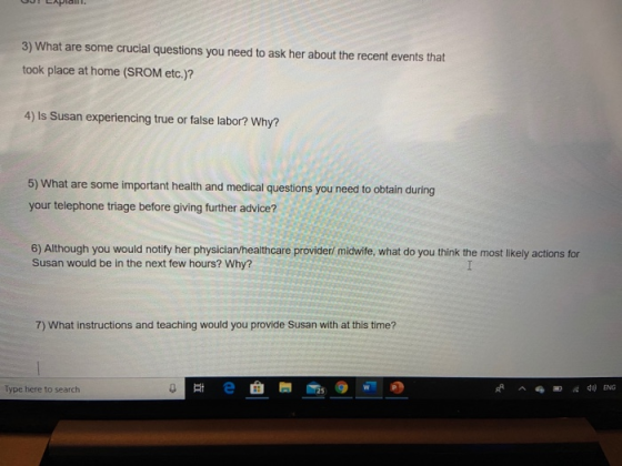 U ! Lapalli. 3) What are some crucial questions you need to ask her about the recent events that took place at home (SROM etc