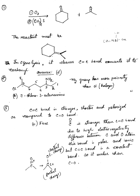 @ A 003 @(CHAS ch The reactant must be Co-cu N-cas cleaues c= e band concerts el to Ozono lysis, it carbonyl. answer i. (d) N