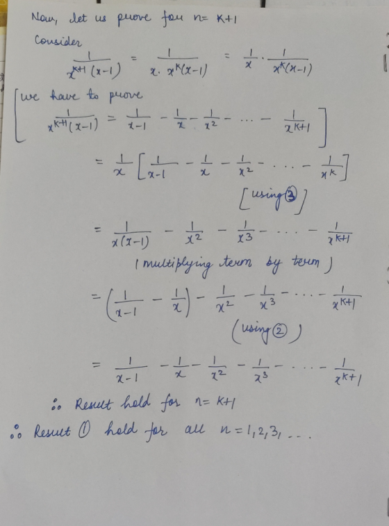 prove fou nokti Now, let us consider (we have to prove La-1 + (x-1) = x 76-1) 4-1) ARI -1) = - - + [att ... 7 [using da-v - -