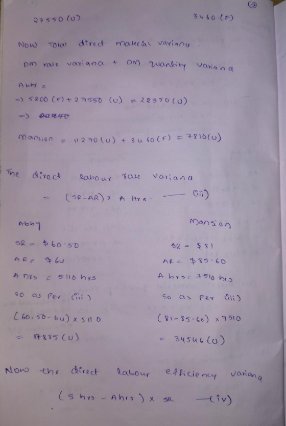 27550 (0) 3460 (F) NOW Total dired material variana om rate variana + DM quantity variana Abby z - 5200 (F) +22550 (0) 220350