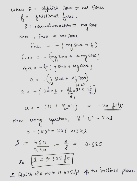 e norm Now -( mg where f = applied force = net foru f = fructional force Re remal reaction = mg cose fnet = het force fnet si