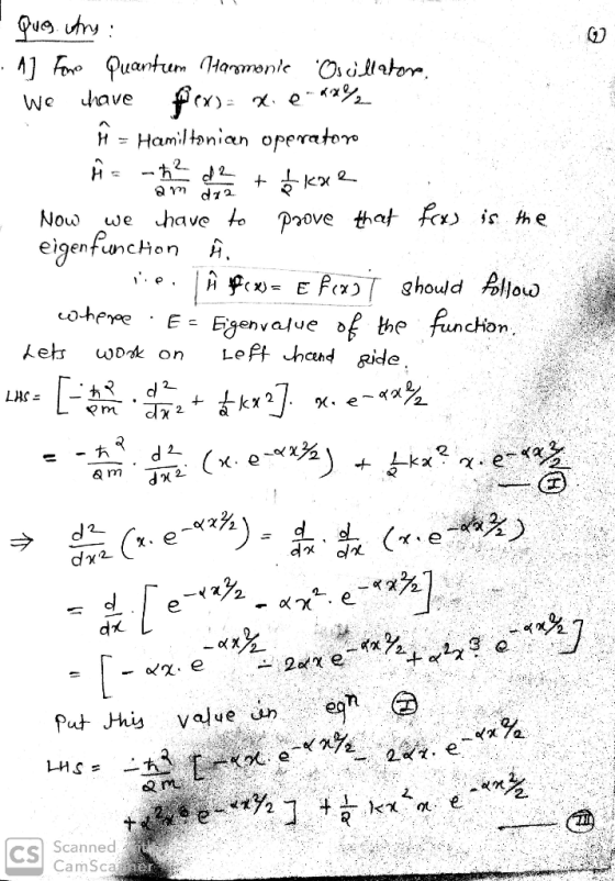 - ques. Ars: . AJ Fame Quantum Harmonic Oscillator. . We have fex)= x. e 48% Â = Hamiltonian operatora i Å= 2 2 2 2 2 + bokar