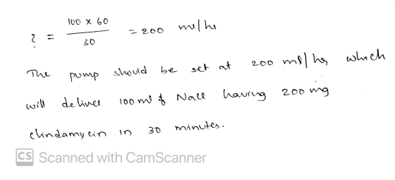 100 X 60 melhe - 200 2 30 200 melhas which The should be set at pump having 200 ning will deliver 100 ml of Nall 30 minutes.