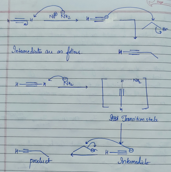 Page NO NH2 HO BP Intermediates are as follows follows H5 H NIL H = Nh₂ 4 Transitim stal HS product Ha Intermediate