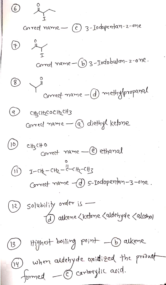 I CoY Yect mame 3-Iodopentan-2-one 3-Todobutan- 2-6ne Carre mame- methypropara d) Coree mame с#сѣсостснз Coremame- diethyl ke