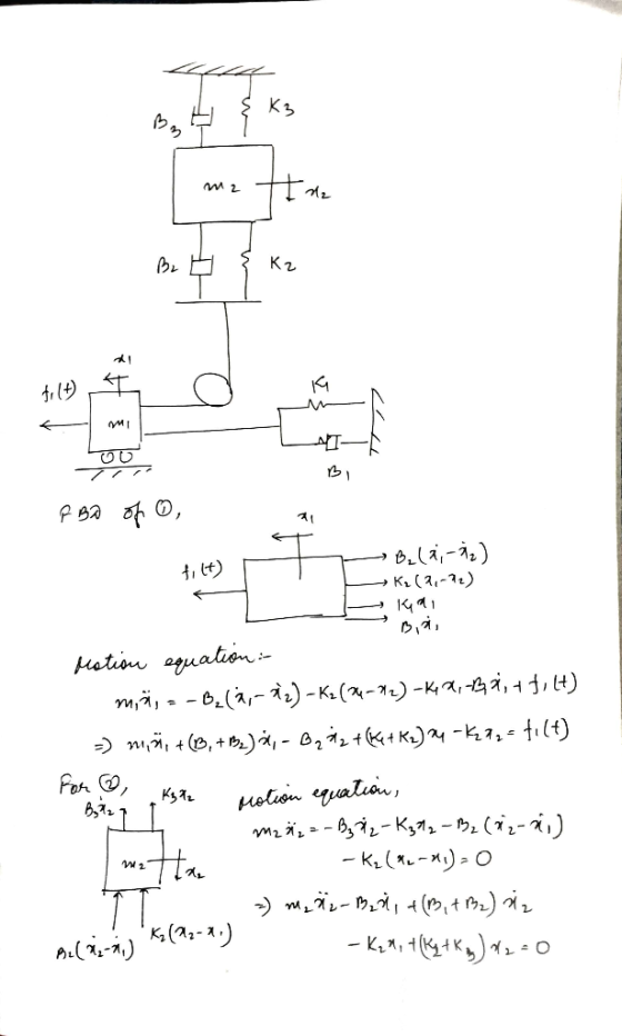 B₂ H { K3 mz 1 + de b. H Ka tilt MI PBA of O, filt) P T Bela;-12) K₂ (21-92) - 1491 Bisi Motion equation : miä, s-Becap-2) -