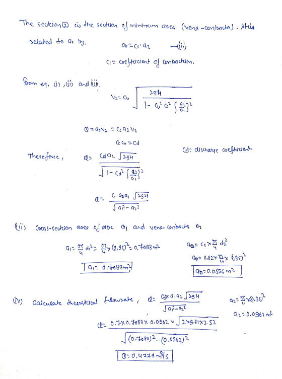 The section is the section of minimum arca (vena -conbauta). It is related to ao by goscila ell cp coeffercient of compaction