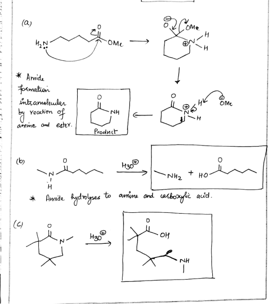 OME TFF iis MU * Amide formation intramolecular by reaction of amme and ester. Prodnat -Z I NH2 + HOT I * Amide hydrolyses to